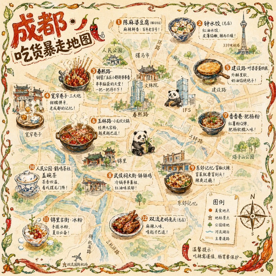 Hand-drawn Chengdu Food Map preview image
