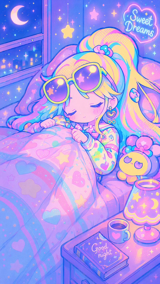 Retro Anime Pastel Sleep Scene preview image