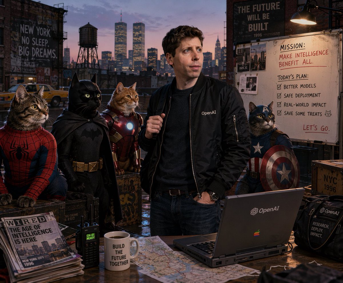 Retro Tech CEO with Superhero Cats preview image