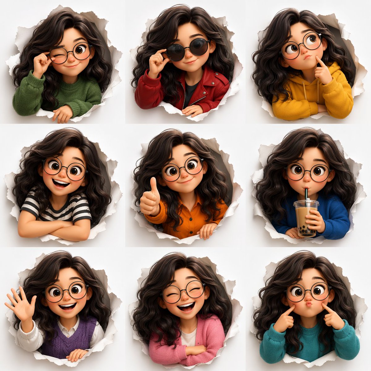 3D Animated Character Expression Grid preview image