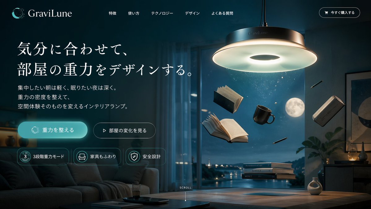 Anti-Gravity Lamp Landing Page Mockup preview image