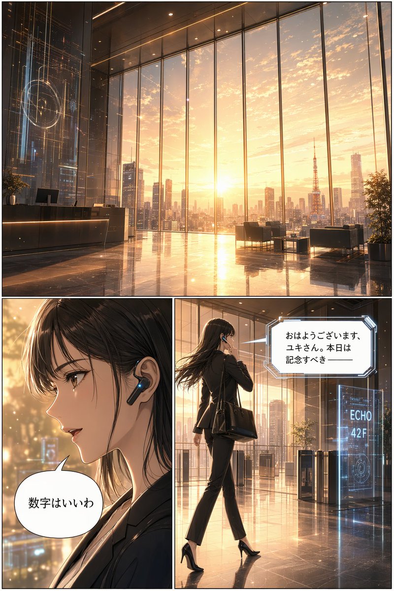 Futuristic Corporate 3-Panel Manga Page preview image