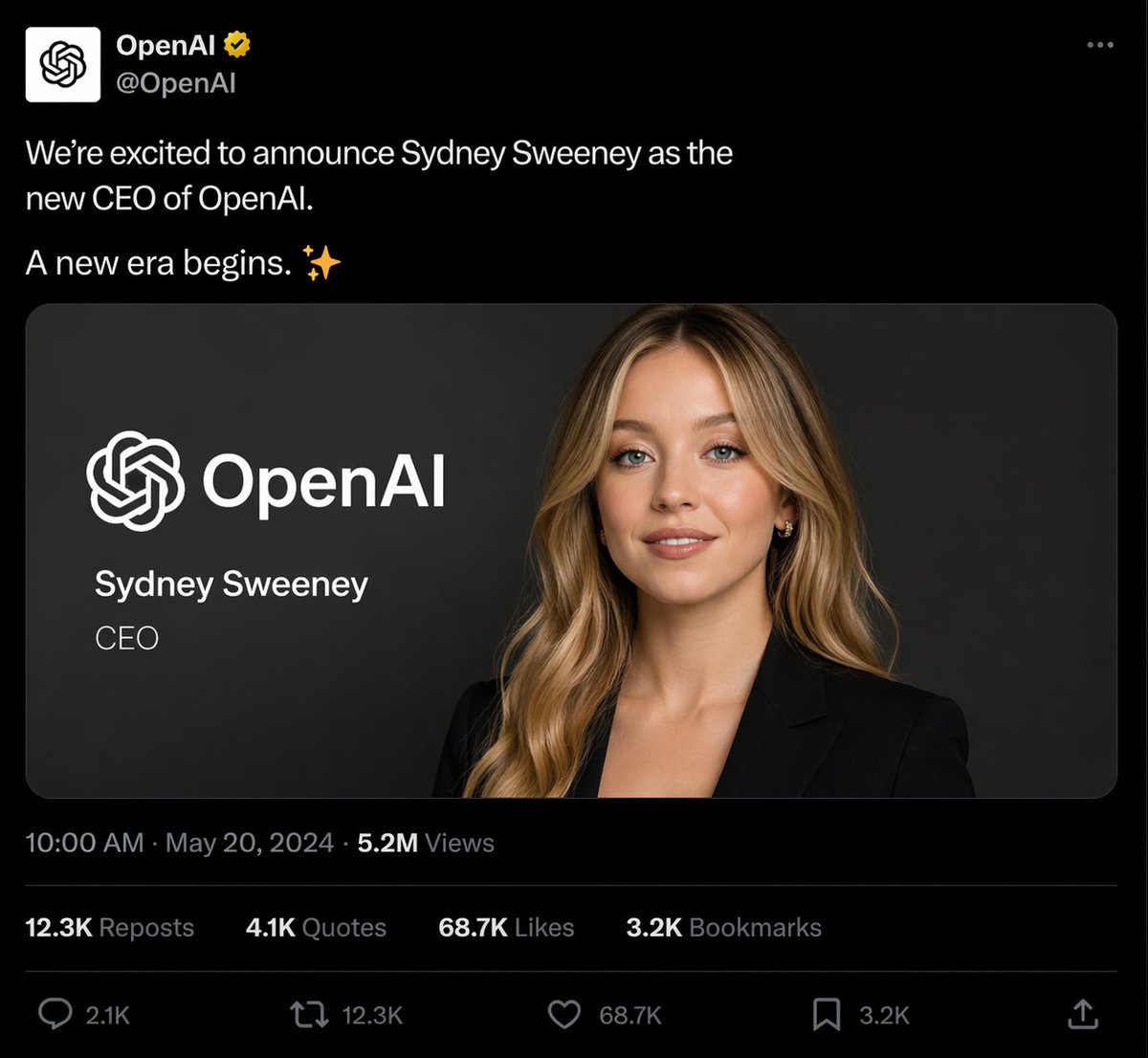 Fake CEO Announcement Post Screenshot preview image