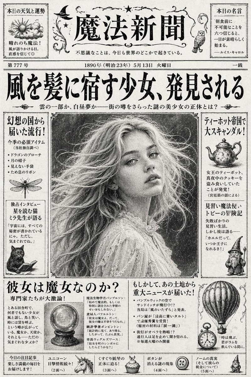 Vintage Japanese Fantasy Magic Newspaper preview image