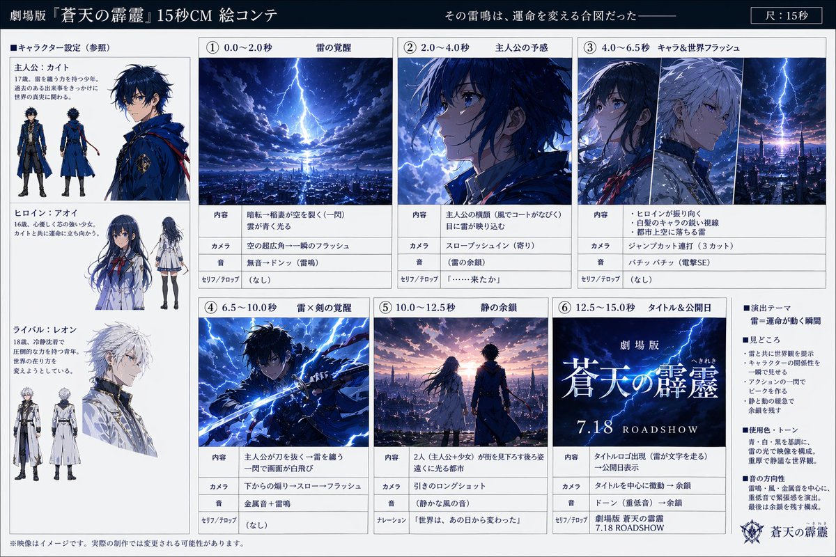 Anime Film CM Storyboard Sheet preview image