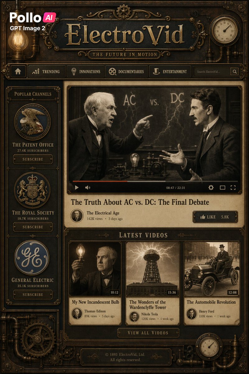 Steampunk ElectroVid Video Platform UI preview image