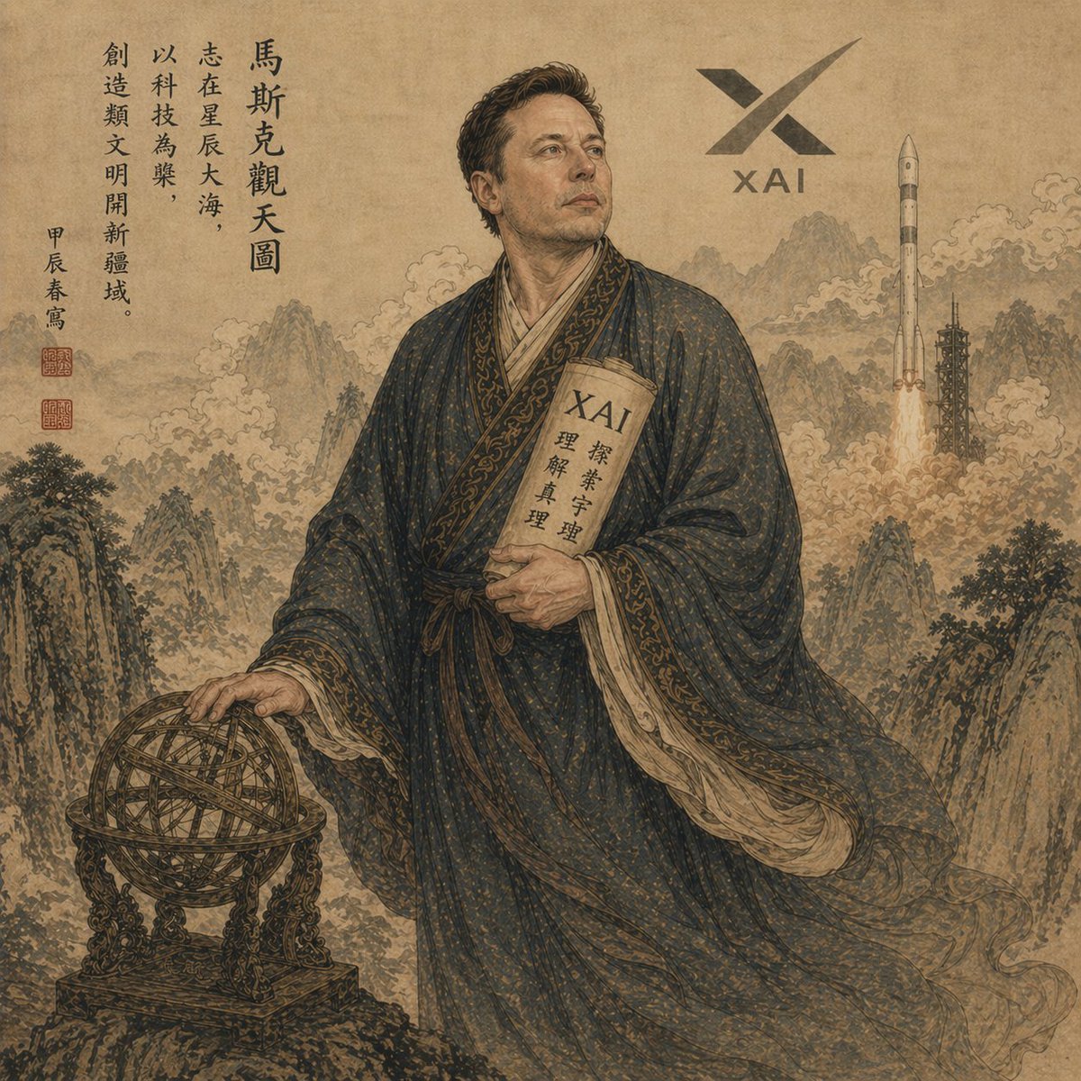 Classical Chinese Scholar with XAI Motif preview image