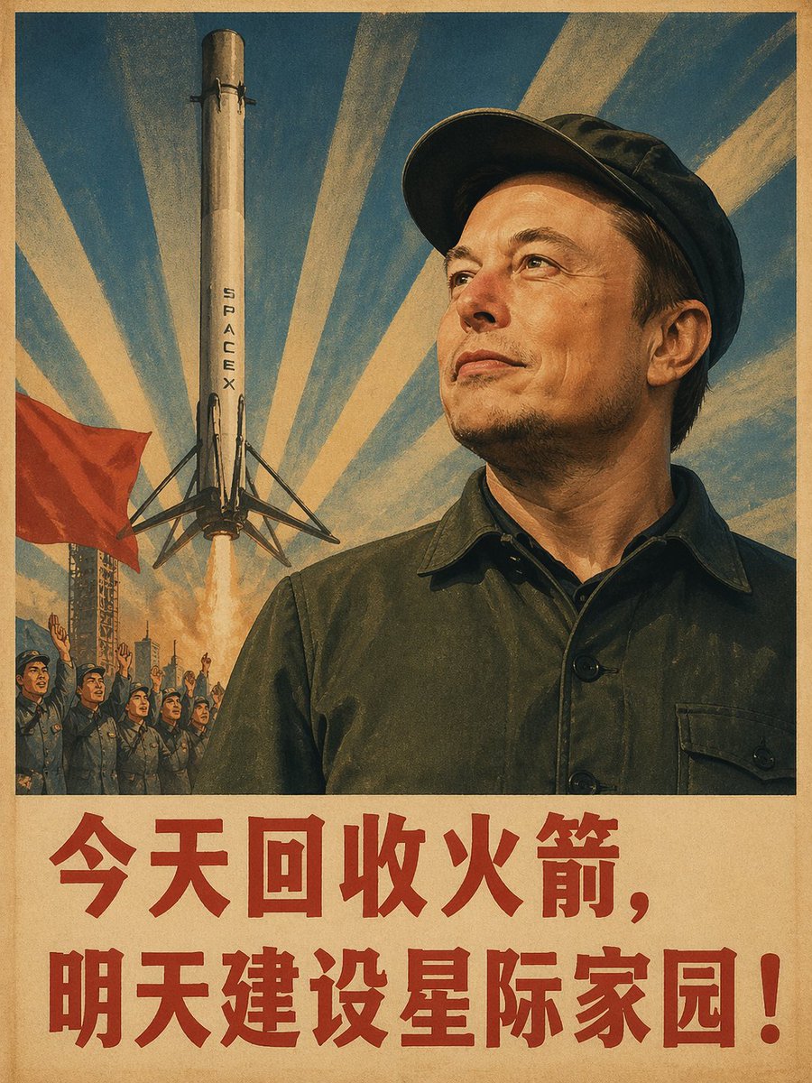 Vintage Chinese SpaceX Propaganda Poster preview image