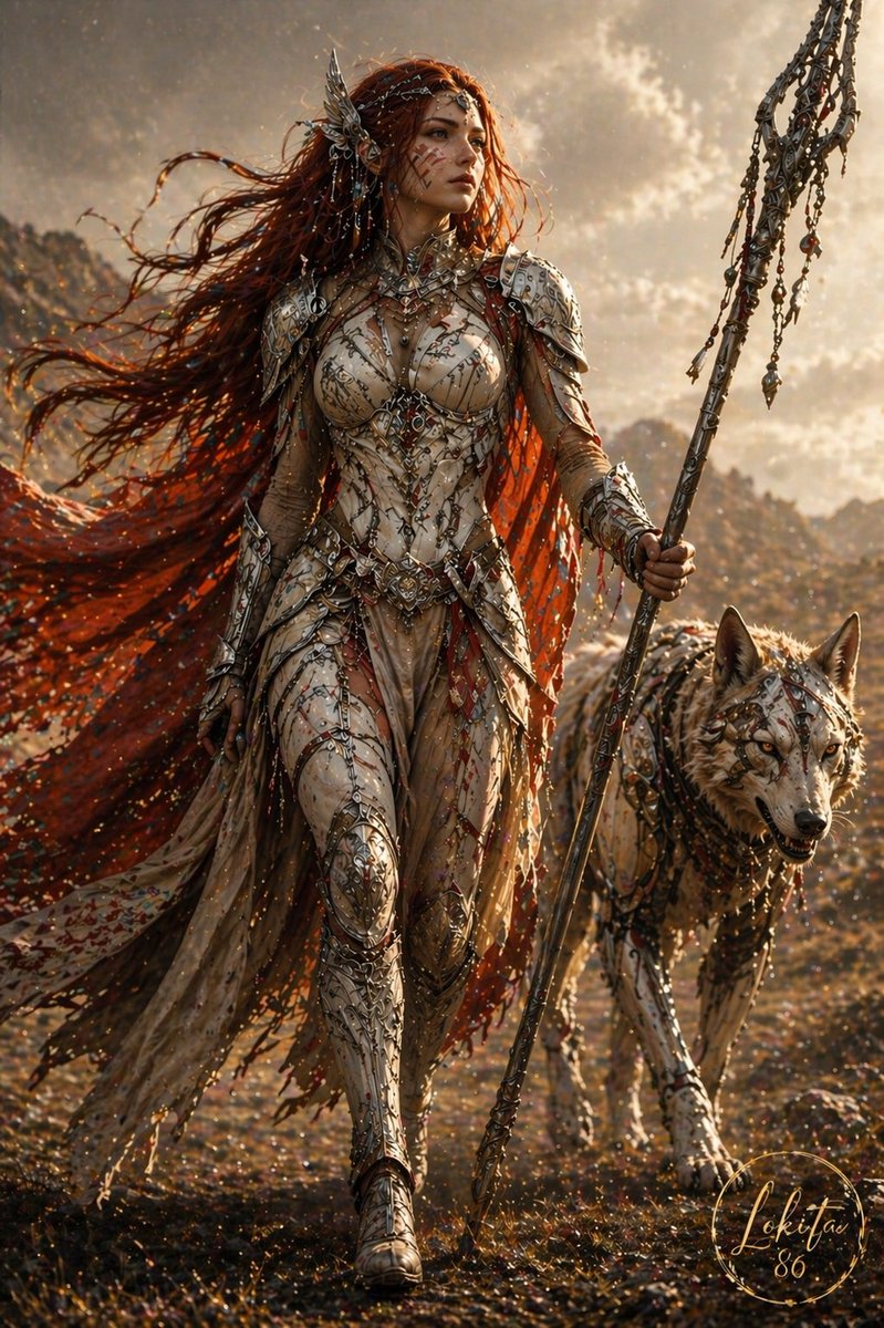 Epic Fantasy Warrior and Wolf preview image