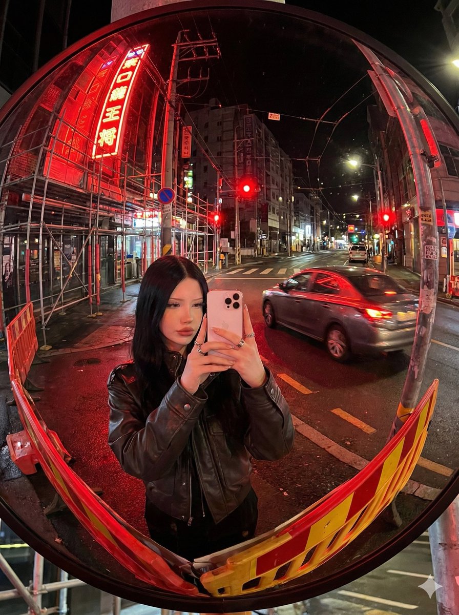 Convex Mirror Neon Street Selfie preview image