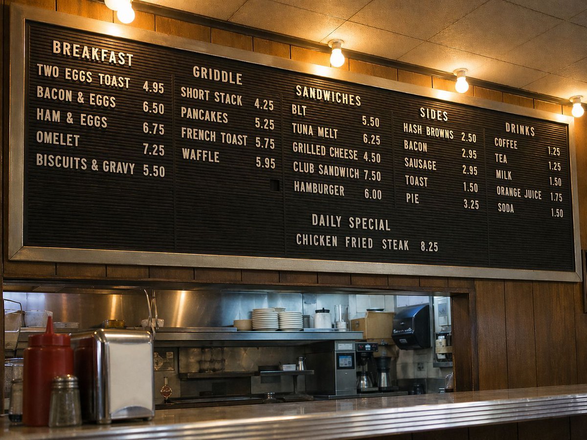 Vintage Diner Menu Board Scene preview image
