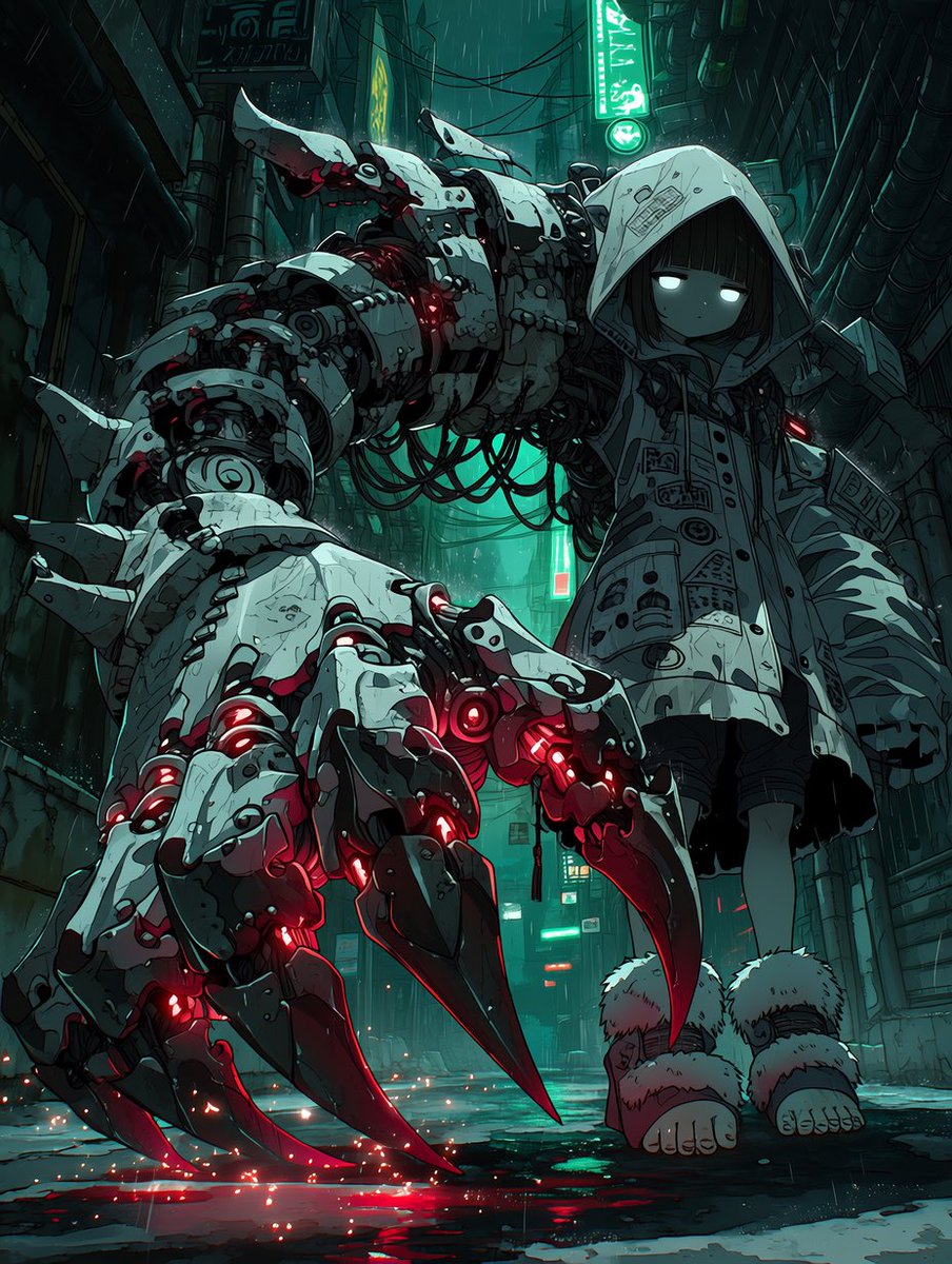 Cyberpunk Girl with Giant Mech Claw preview image