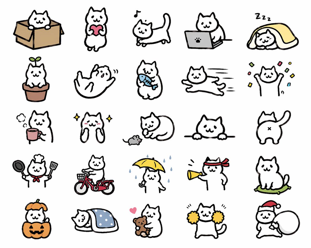 Kawaii Cat Sticker Sheet preview image