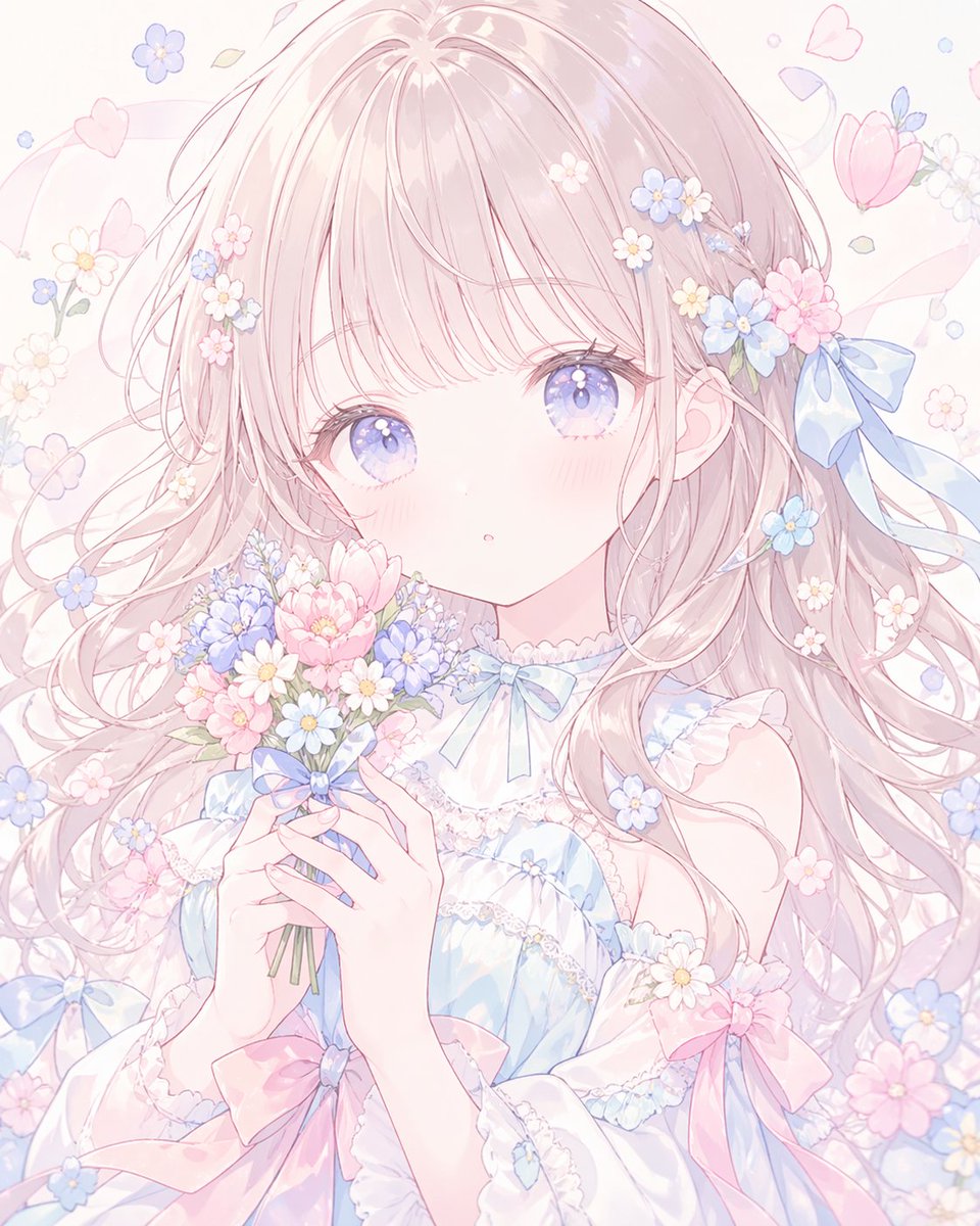Pastel Faceless Anime Floral Portrait preview image