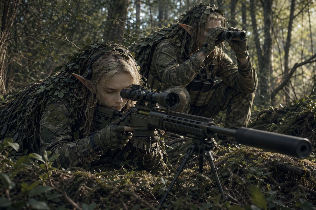 Elf Sniper Team in Forest Ambush preview image
