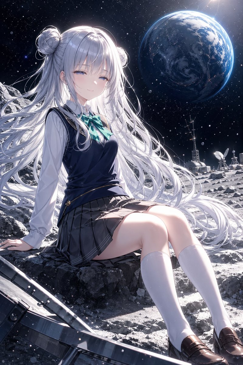 Anime Schoolgirl on the Moon preview image