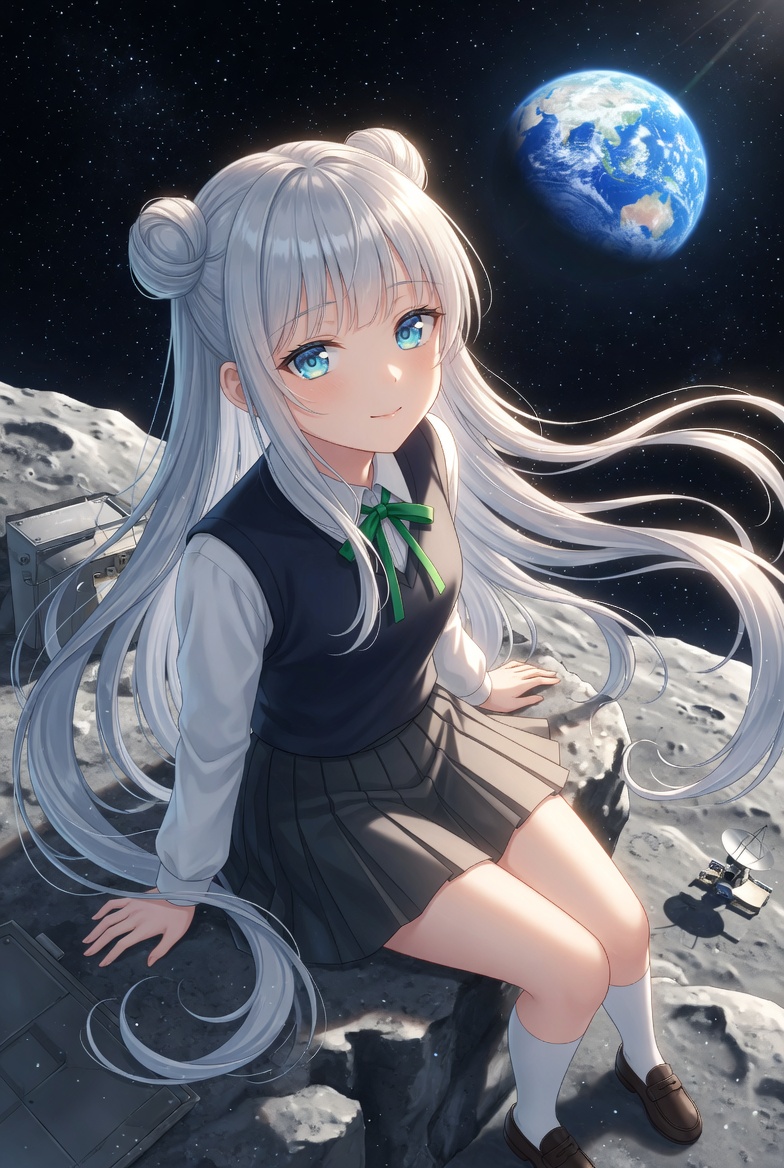 Anime Schoolgirl on the Moon preview image