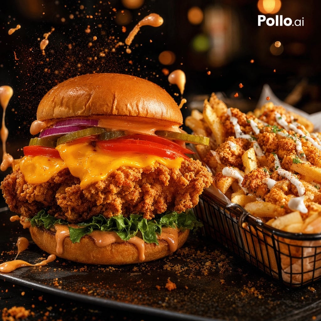 Cinematic Fried Chicken Burger Ad preview image