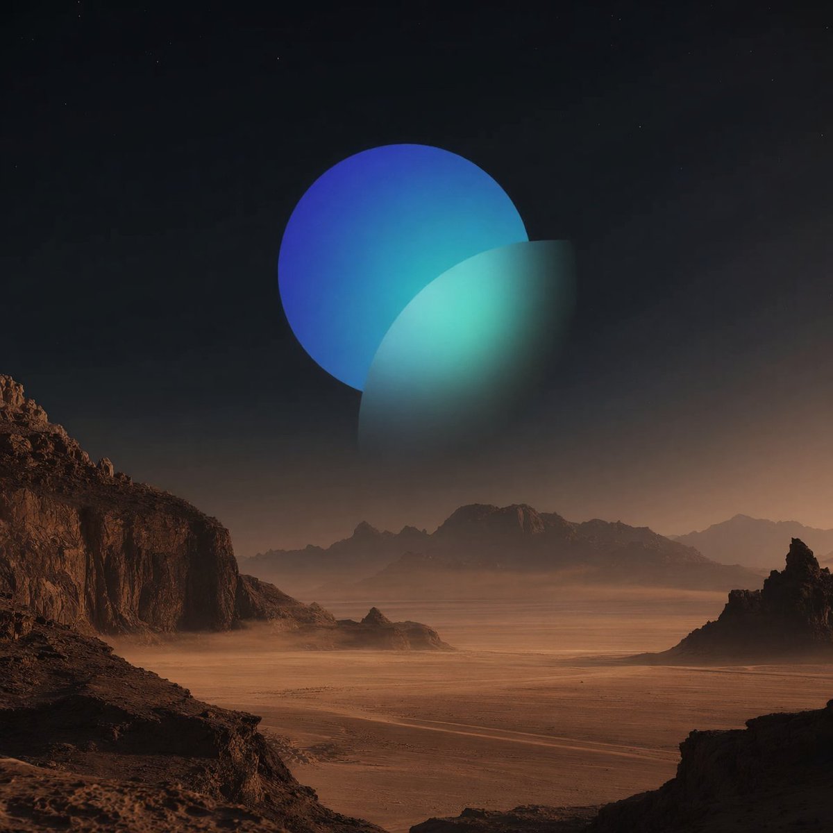 Surreal Desert with Twin Celestial Spheres preview image