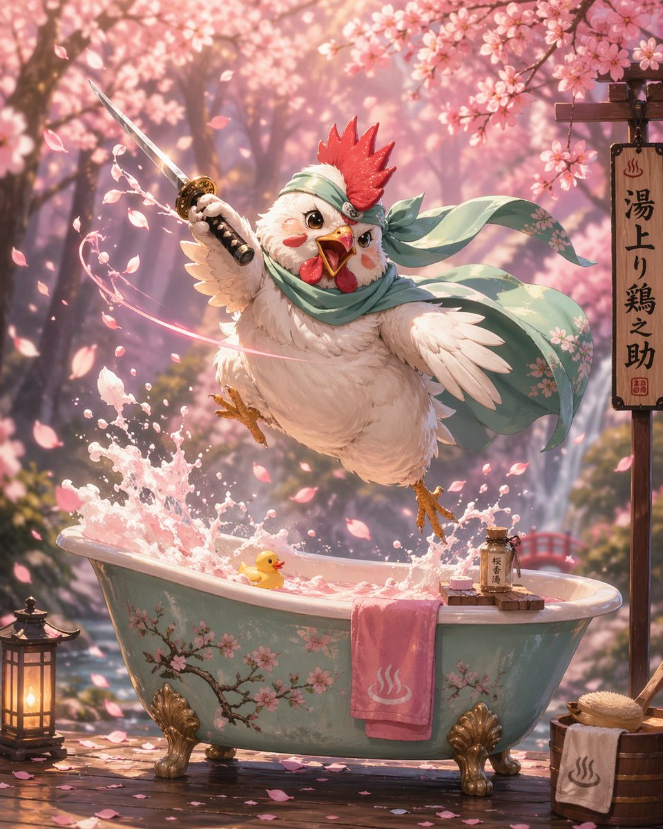 Samurai Chicken Bathtime Portrait preview image