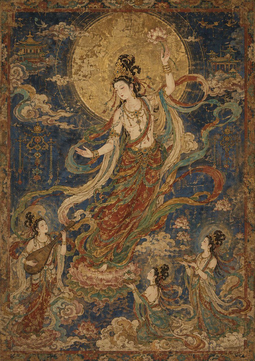 Antique Celestial Goddess Mural preview image