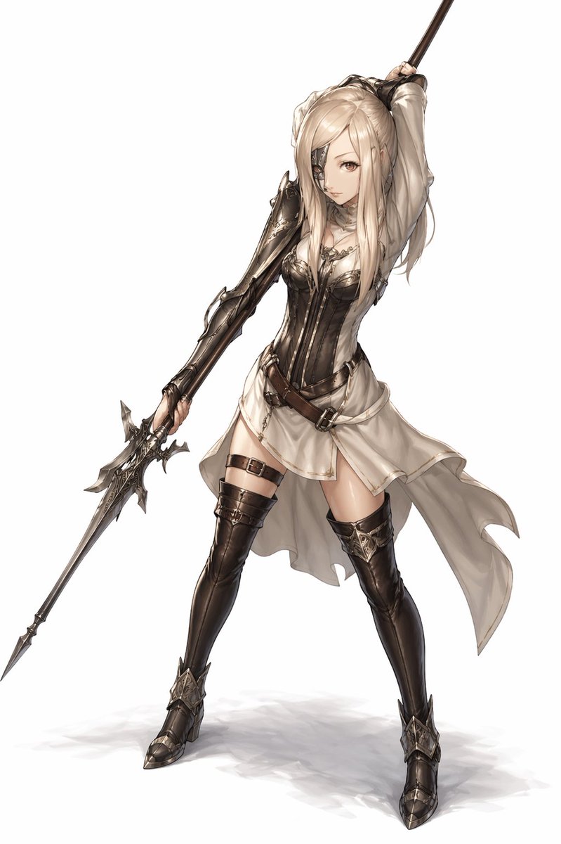 Elegant Anime Spearwoman Full Body preview image