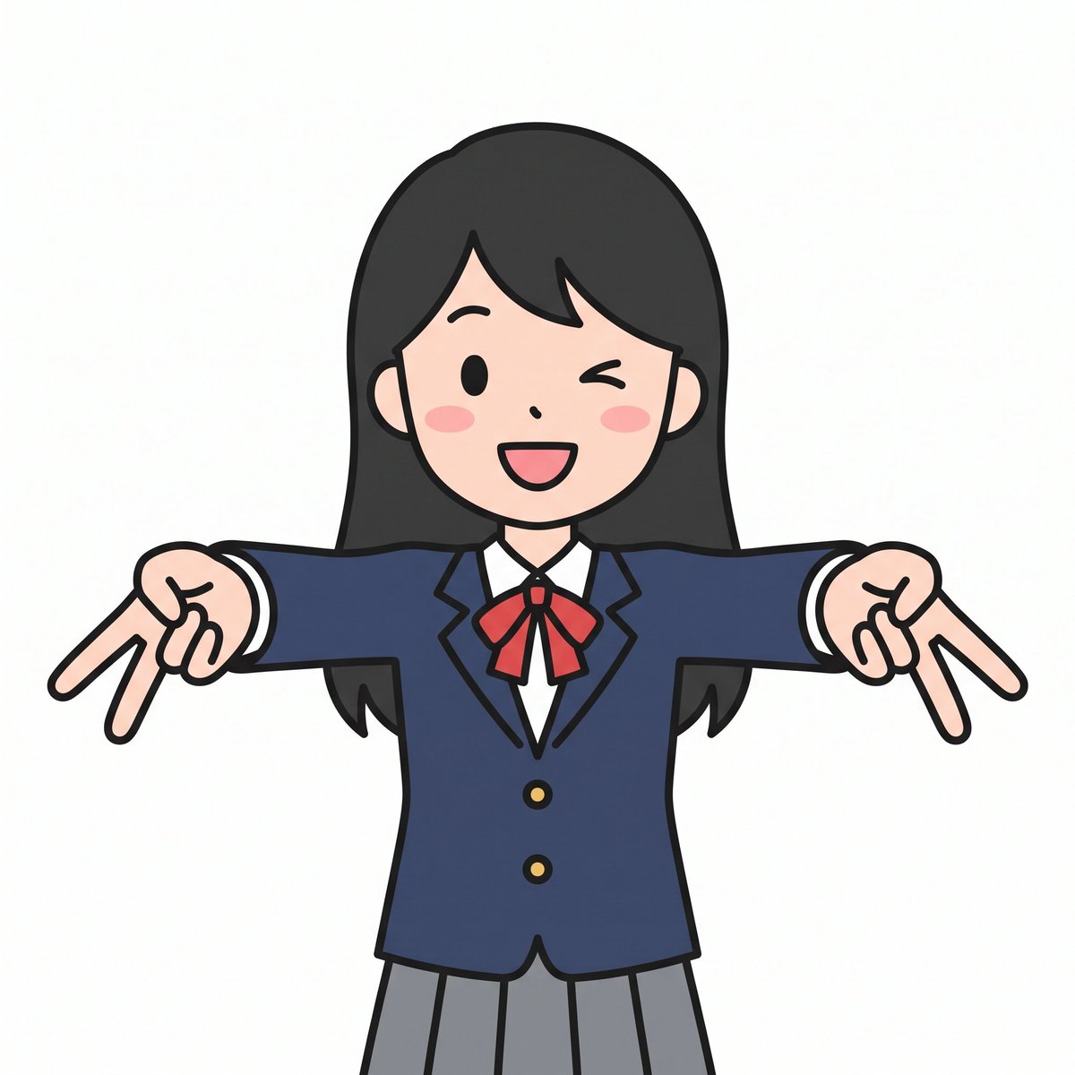 Cute Winking Schoolgirl Peace Sign preview image