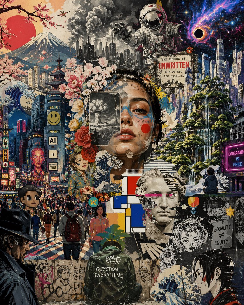 Surreal Futurist Japanese Collage Poster preview image