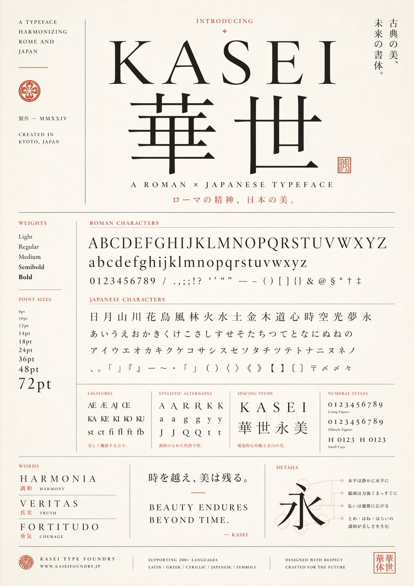 Japanese Roman Typeface Specimen Poster preview image