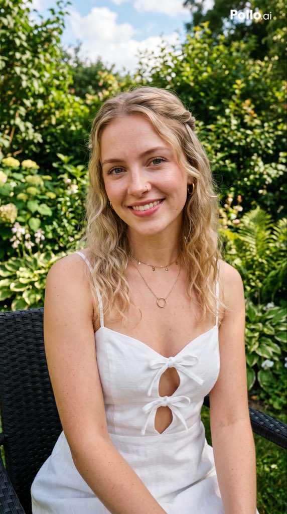Garden Portrait With White Summer Dress preview image
