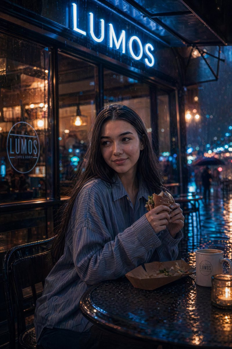 Cinematic neon cafe night preview image