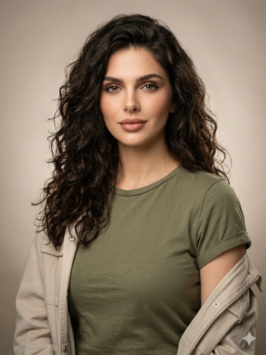 Editorial Studio Portrait in Olive Tee preview image