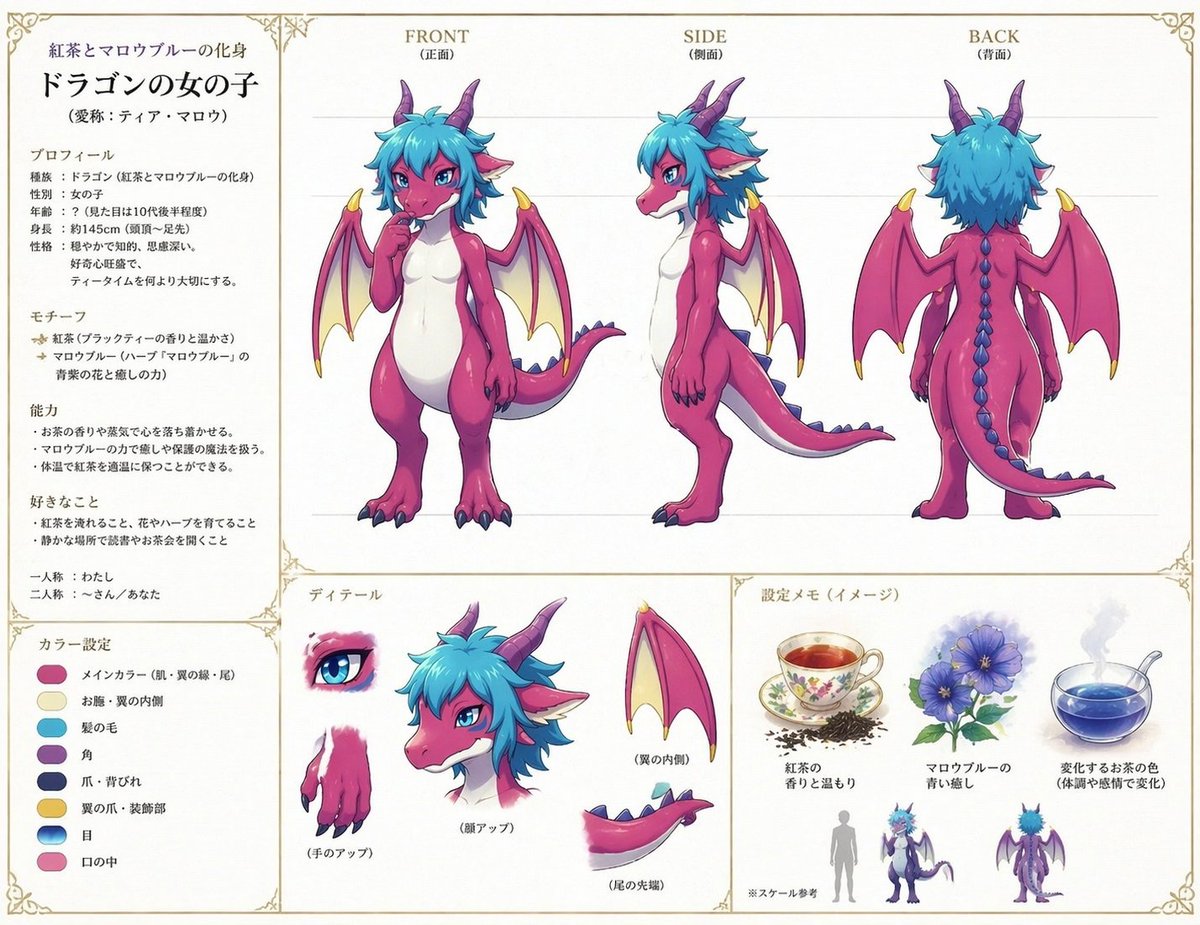 Anime Dragon Girl Reference Sheet preview image