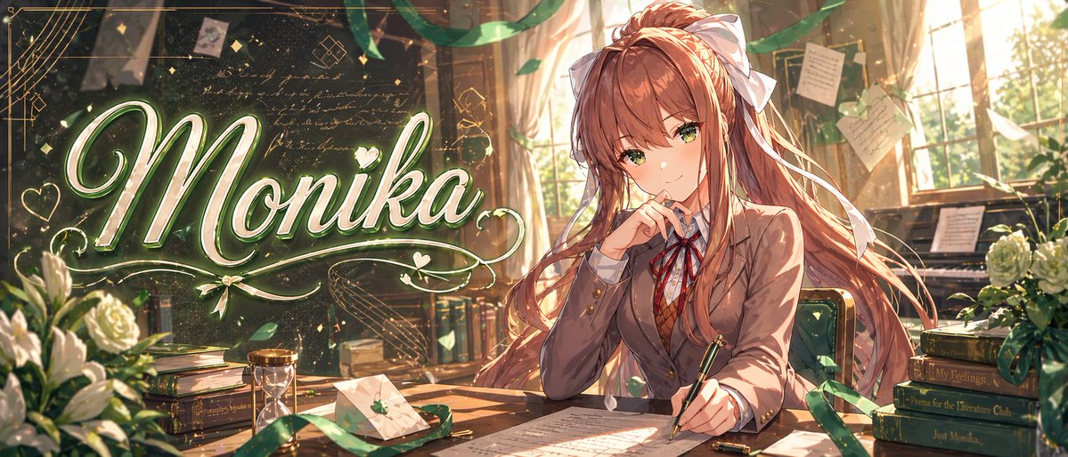 Monika Anime Banner Illustration preview image