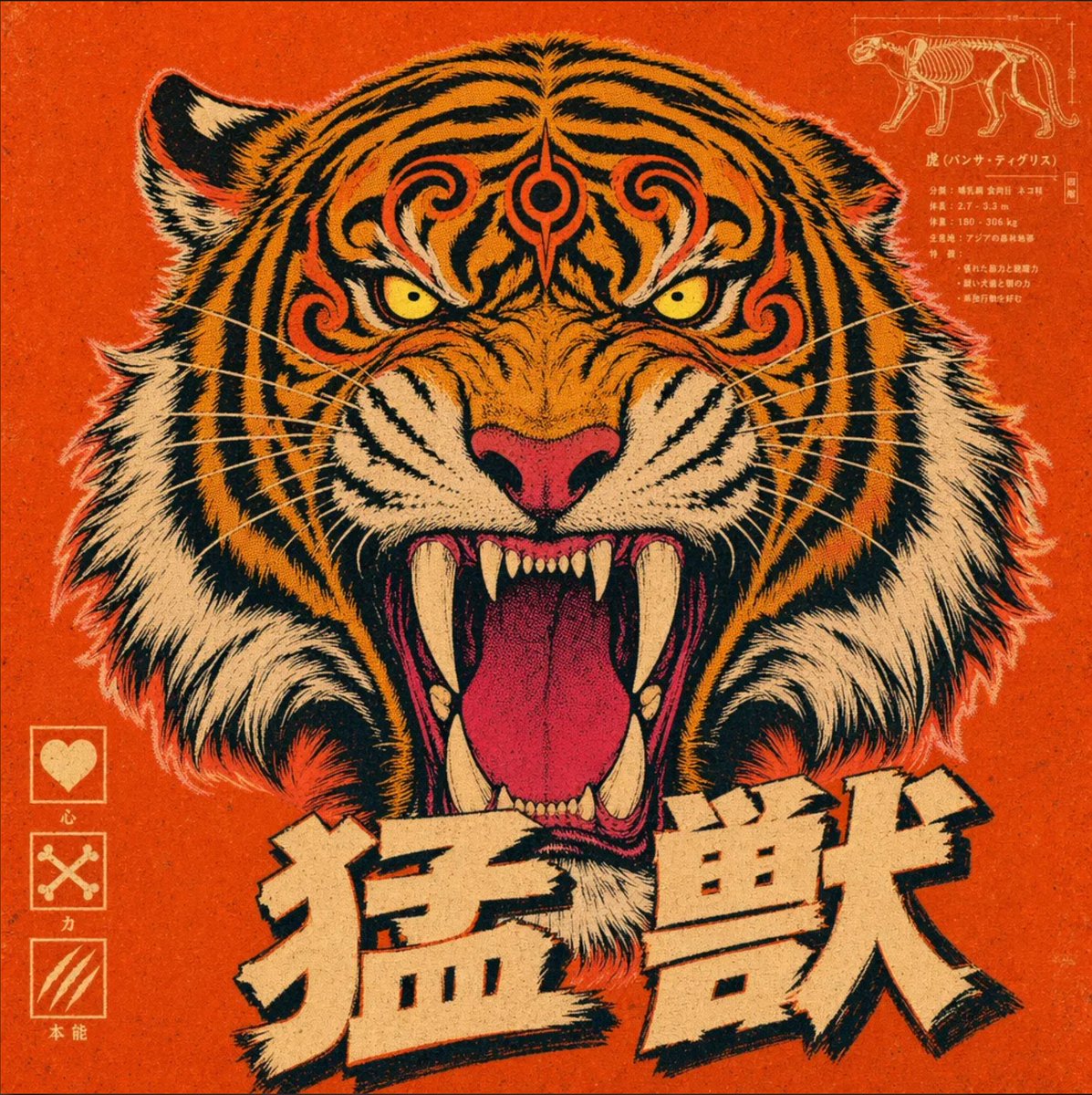 Vintage Roaring Tiger Japanese Poster preview image