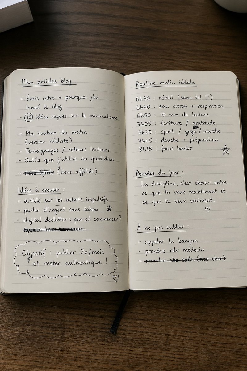 Open Notebook with French Handwritten Plans preview image