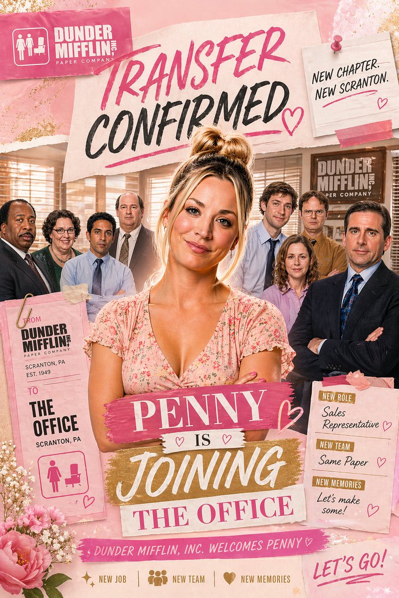Pink Office Transfer Announcement Poster preview image