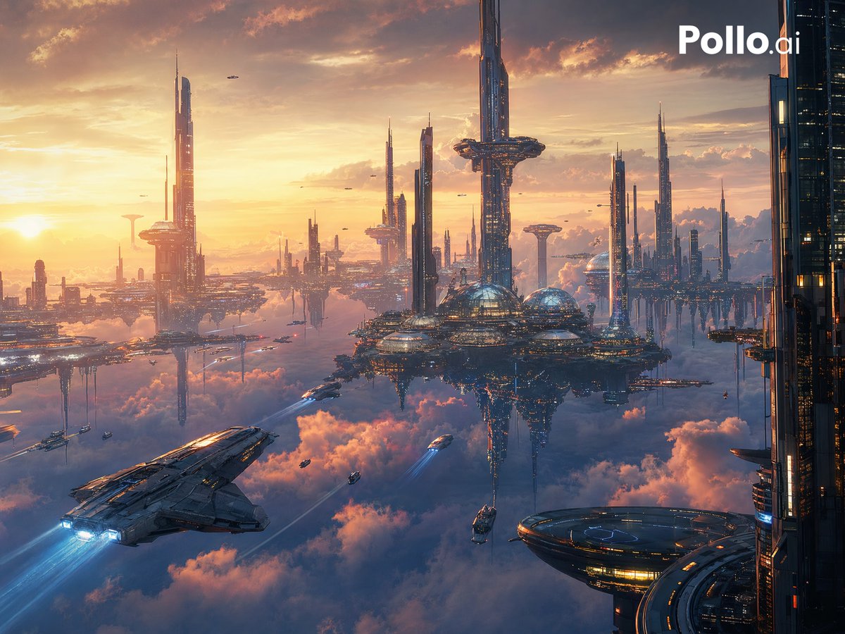 Futuristic Floating City at Sunset preview image