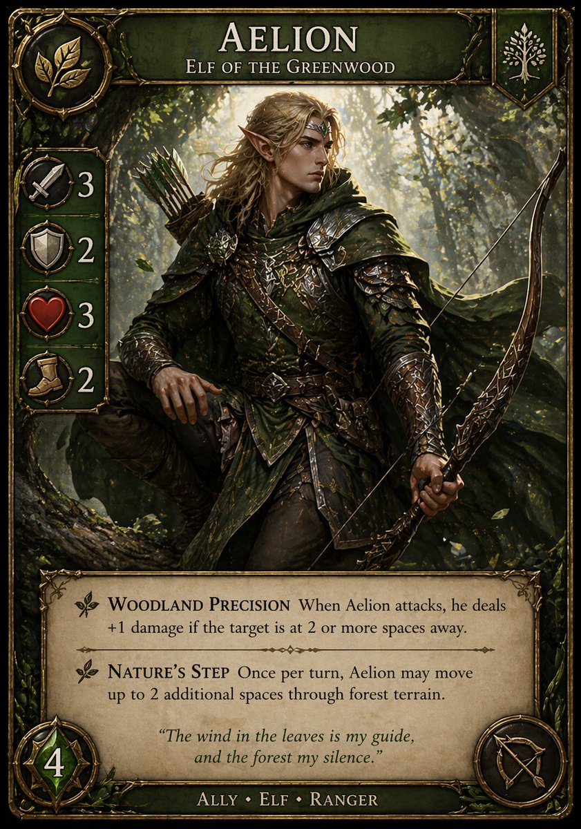 Fantasy Elf Ranger Trading Card preview image