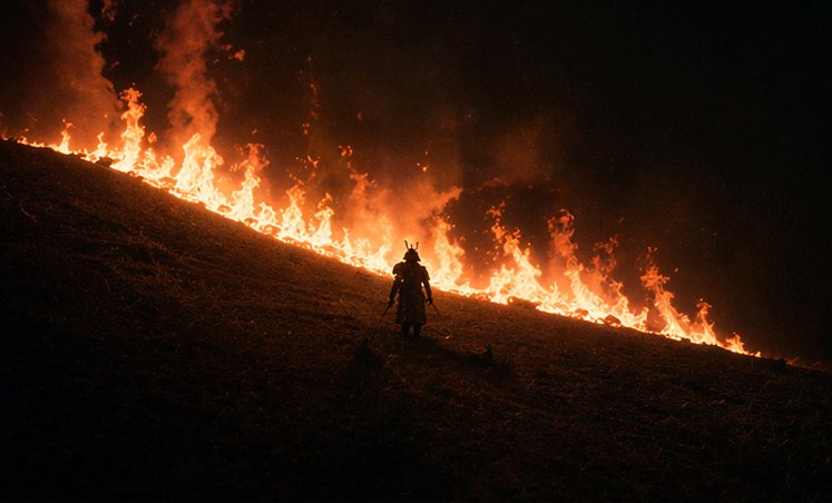 Samurai Before a Hillside Fire preview image