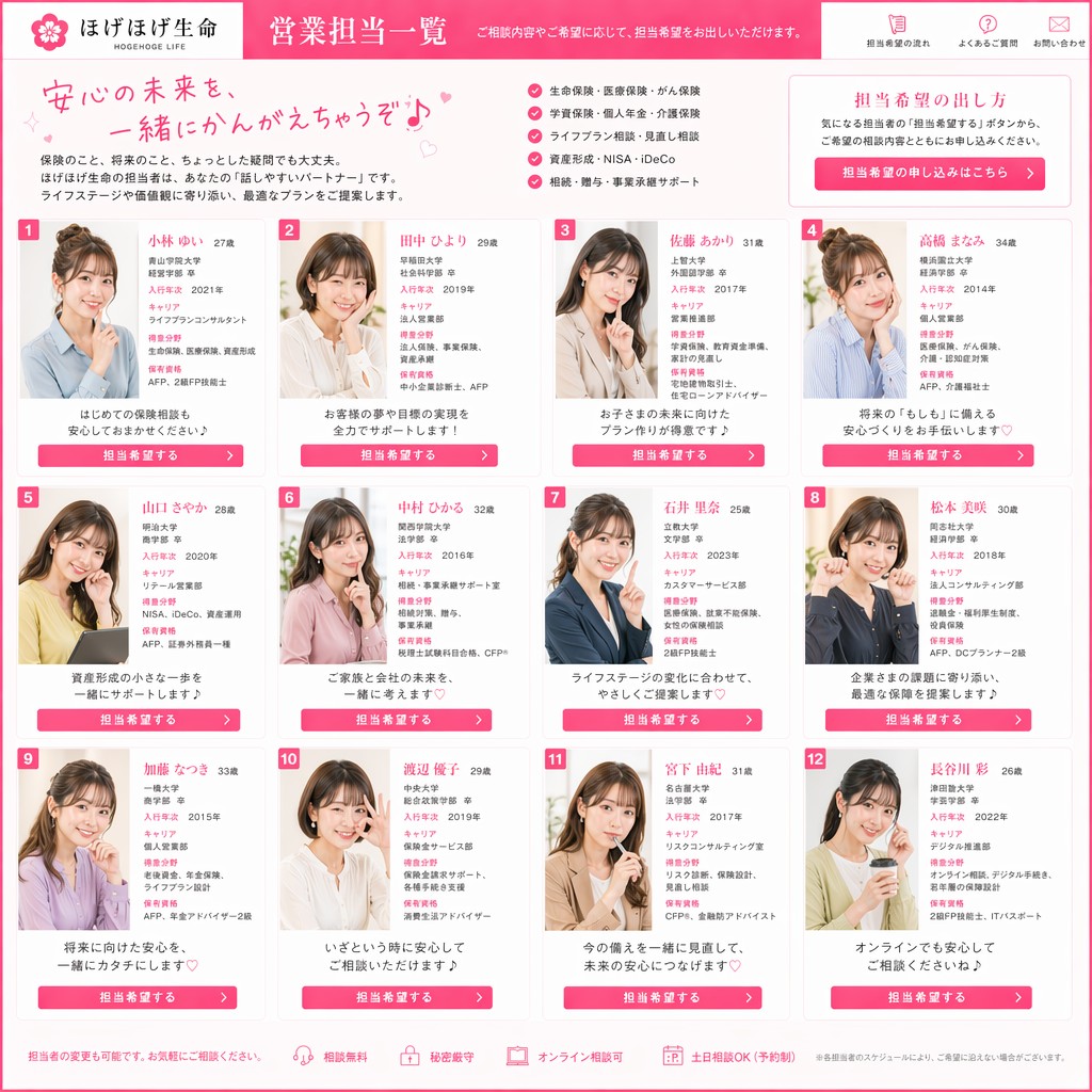 Japanese Insurance Staff Directory Mockup preview image