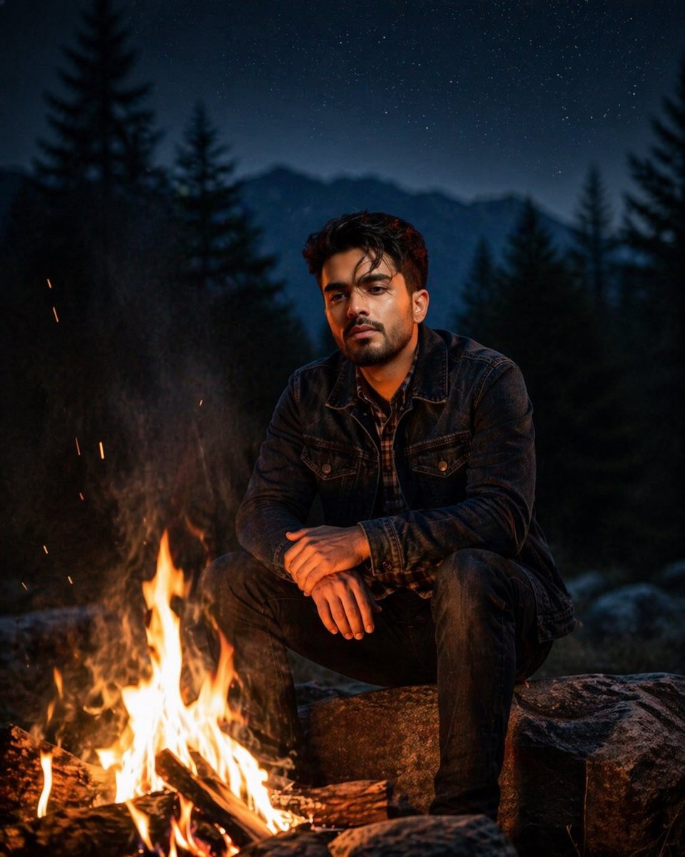 Cinematic Forest Campfire Portrait preview image