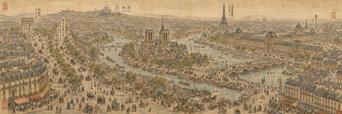 19th Century Paris in Chinese Ink Style preview image