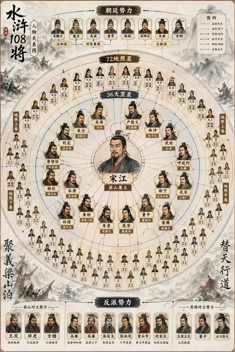 Water Margin 108 Heroes Relationship Map preview image