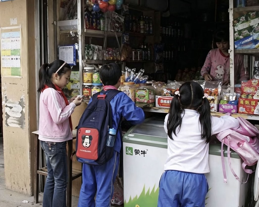 Chinese Schoolchildren at Corner Shop preview image