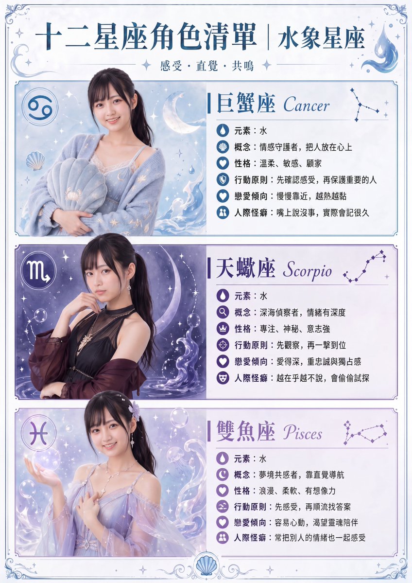 Water Signs Zodiac Character Poster preview image