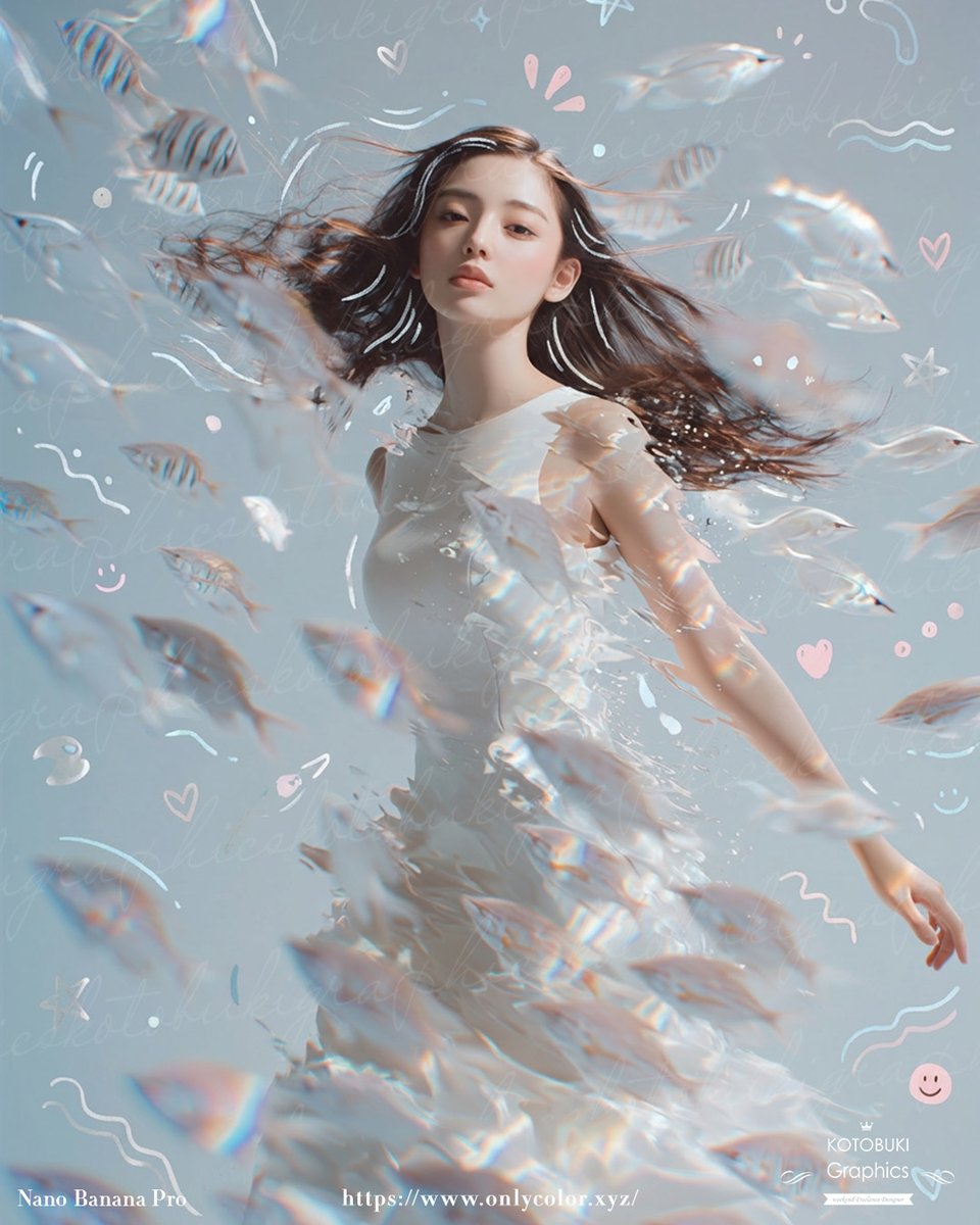 Dreamy Underwater Woman With Translucent Fish preview image