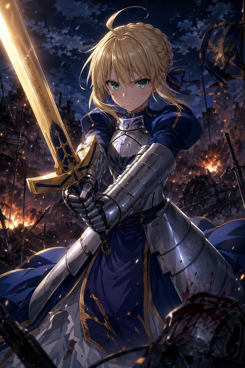 Anime Knight King on Burning Battlefield preview image