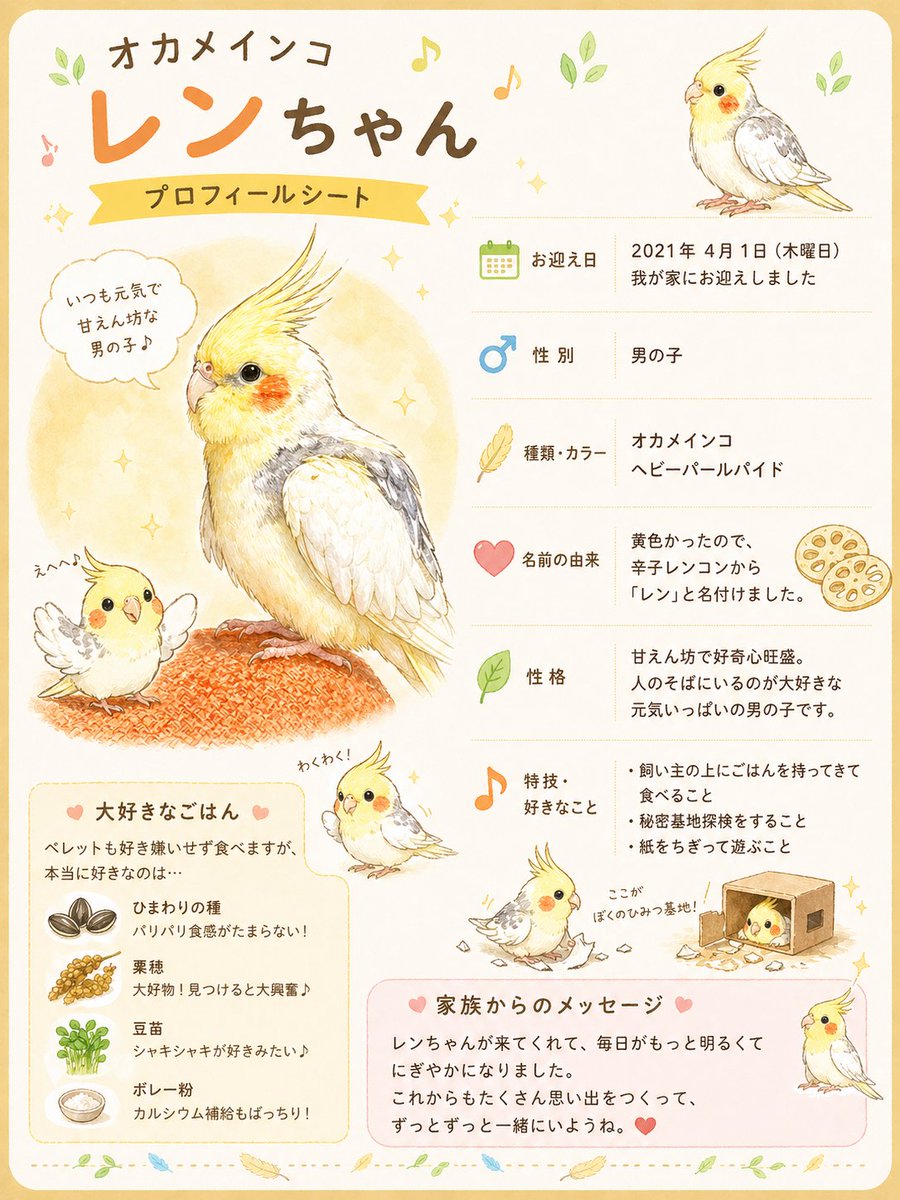 Cute Cockatiel Profile Sheet preview image
