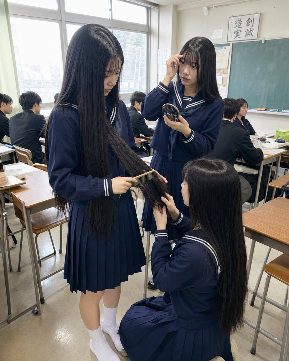 Japanese Classroom Long Hair Snapshot preview image